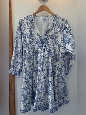 Roma Blue & White Floral Tunic Dress